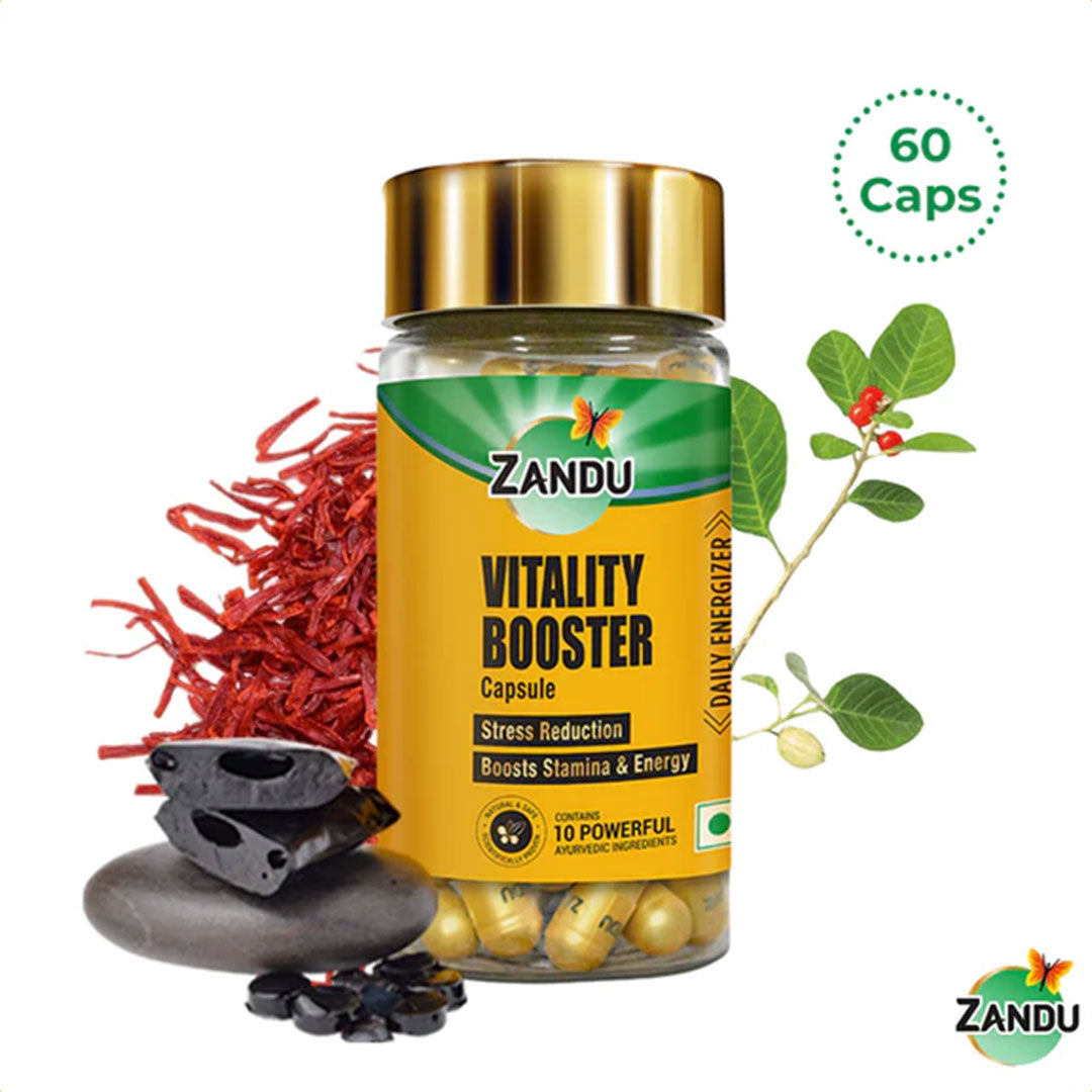 Zandu Vitality Booster Capsules for Vigor, Vitality & Stress Relief (60 Caps)
